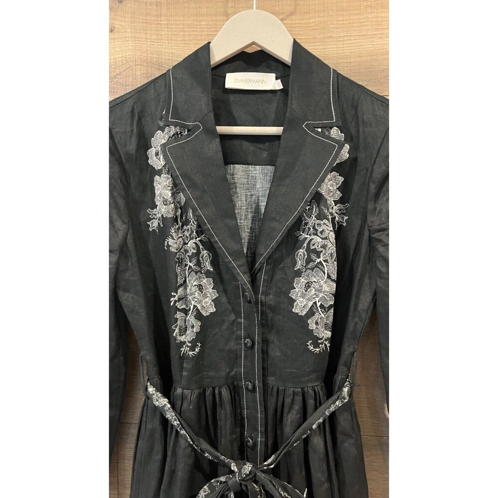 ZIMMERMANN black midi shirt dress size 0/ US 4 - Picture 9 of 16